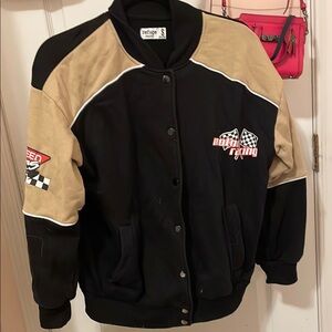 Charlotte Rousse Moto Racing Varsity Jacket - Black & Tan